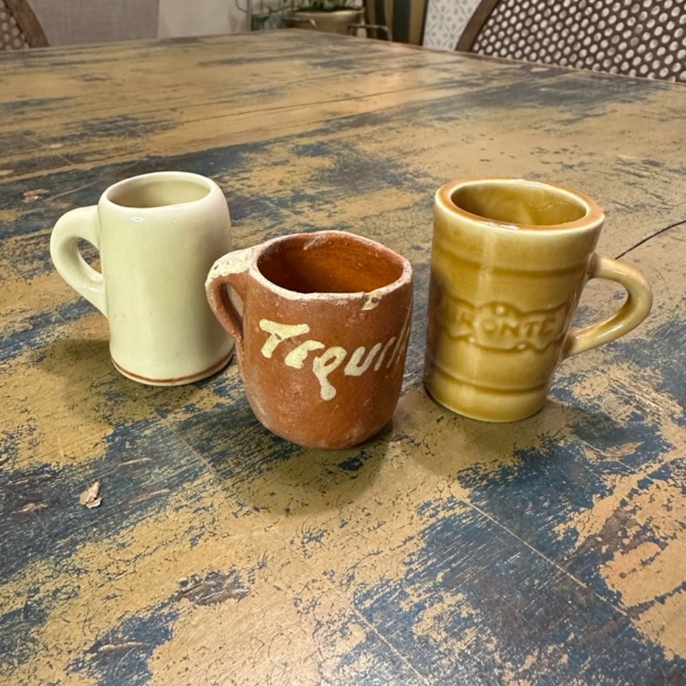 Vintage Bronte Yorkshire Shot Glasses and additional ceramic tequila shot glass